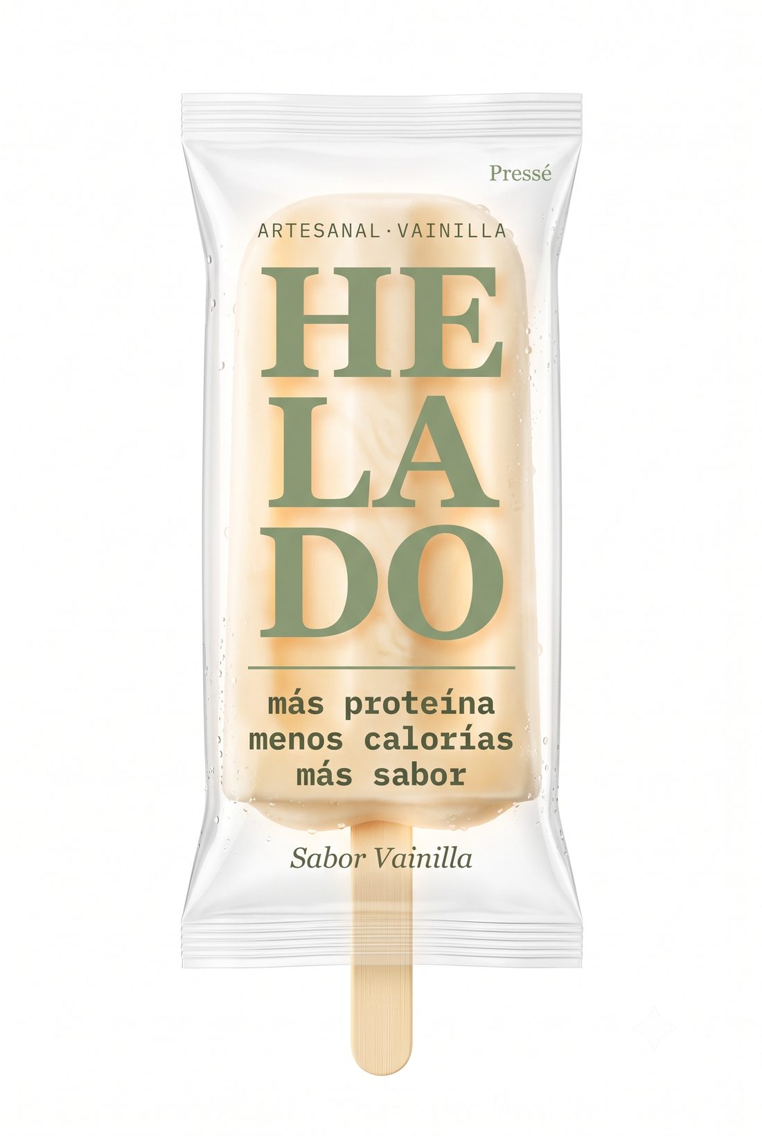 Paleta Pressé sabor vainilla — empaque transparente HELADO